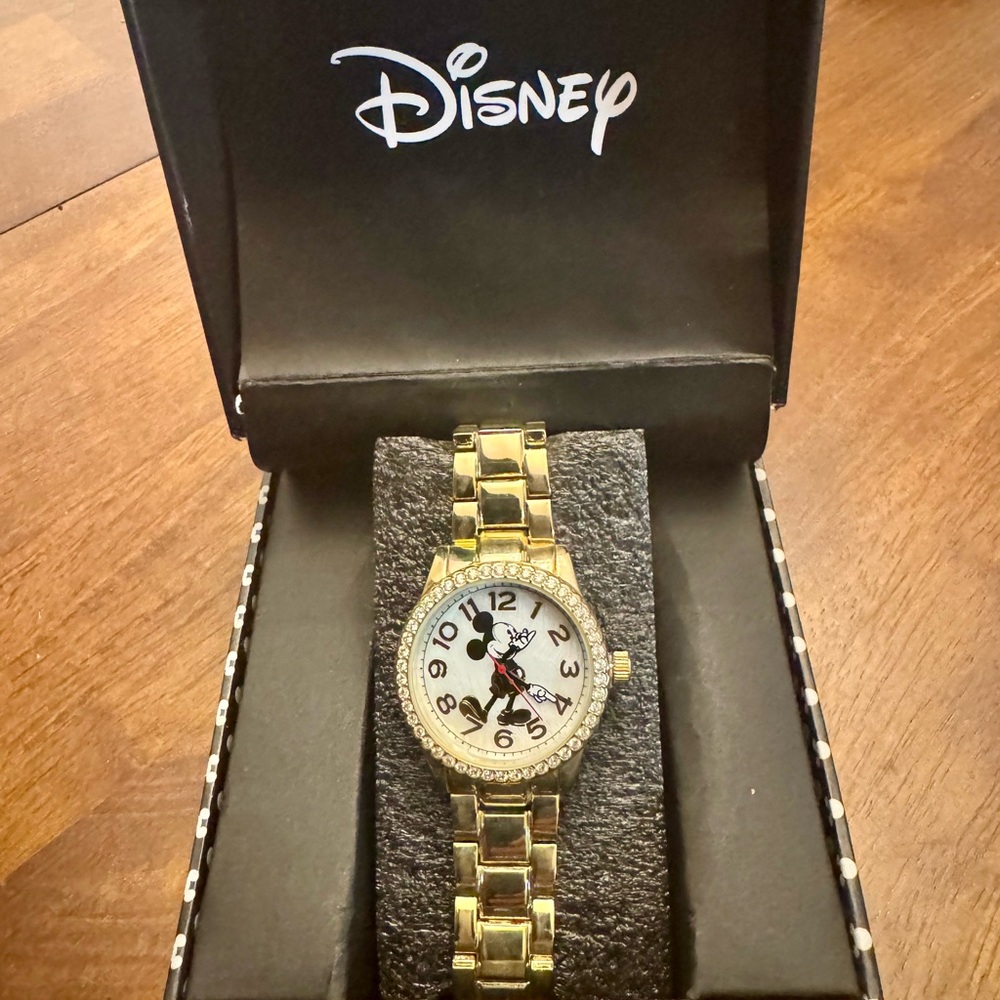 Disney Gold and Black Mickey Mouse Timepiece